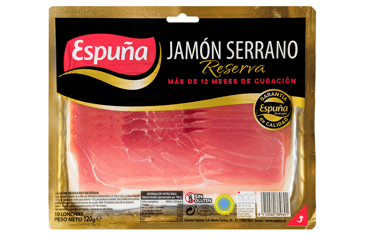 Jamón serrano reserva lonchas 120g (12 meses)