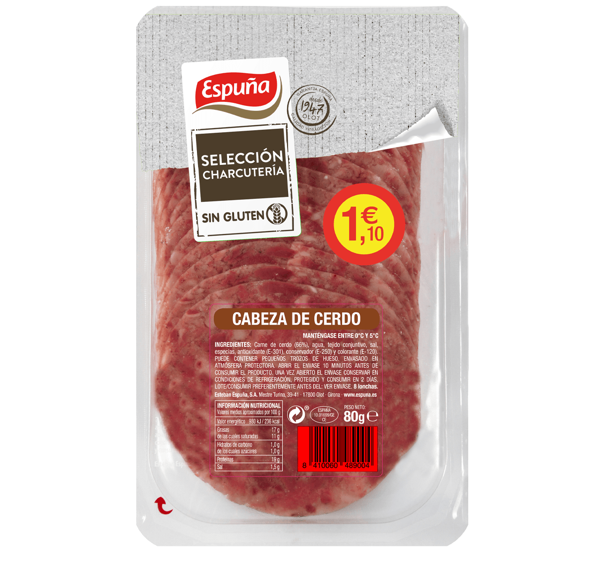 Cabeza de cerdo lonchas 80g - flash