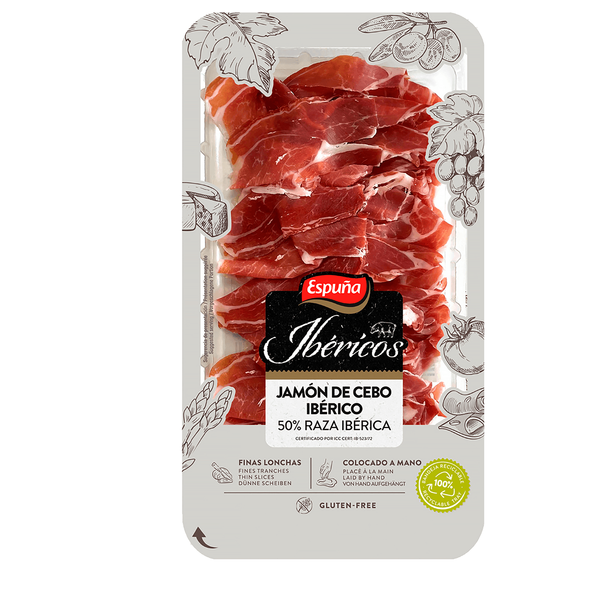 Jamón de cebo ibérico finas lonchas 80g